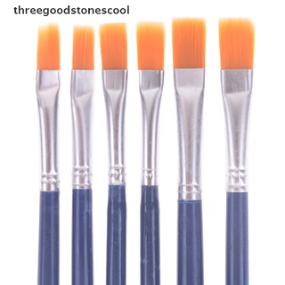 [threegoodstonescool] 6Pcs/Set watercolor paint brushes flat Nylon hair painting brush set art supply (4)