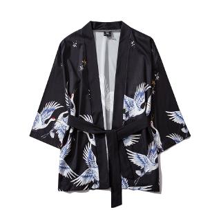 grande más el tamaño suelto de las mujeres de los hombres japoneses harajuku túnicas negro nuevo 2019 kimono blusa blazer cardigans
