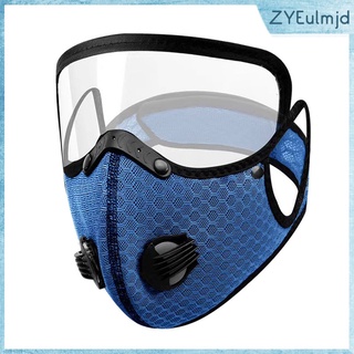 cubierta de máscara facial, 5 capas, protección facial unisex con protección ocular y válvula de respiración, correa ajustable, cubierta de la boca de polvo reutilizable