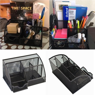 organizador de escritorio de oficina con cajón de 6 compartimentos | the mesh collection negro