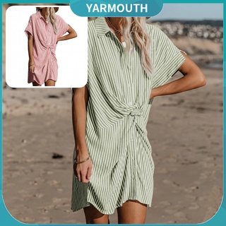 yarmouth elegante vestido de niña de las mujeres vertical rayas vestido de una sola pieza suelto para señora