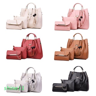 shine11 3Pcs/Set Women's PU Leather Handbag Shoulder Bags Tote Purse Messenger Satchel