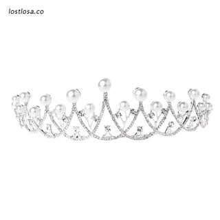 los shiny faux pearl princess crown diadema rhinestone boda tiara novia prom nuevo