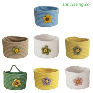sun1iss caja de almacenamiento de cuerda de algodón baskes caja de almacenamiento plegable cesta de almacenamiento varios cestas tejidas decorativas cestas de lavandería