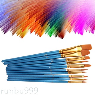 [Runbu999] 10 pzs juego de pinceles de acuarela para pintar pintura acrílica Nylon arte pintura dibujo Kit de pinceles