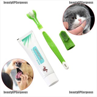 Juego de cepillos de dientes para mascotas, vainilla, sabor, pasta de dientes, perro, gato, dedo (2)