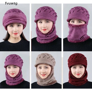 fvuwtg invierno mujer señora lana sombrero engrosamiento caliente punto beanie bufanda ganchillo gorra co