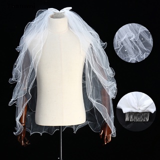 [tai] 1 pieza de tres metros de una capa blanco marfil novia accesorios de boda con perlas sdg
