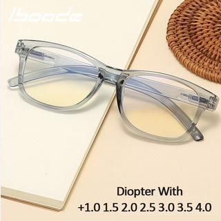 iboode gafas de lectura anti-azul luz hombres y mujeres marco cuadrado retro gafas de lectura dioptrías ópticas +1.0-4.0 oculos