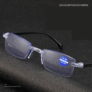 Nuevas gafas de lectura sin marco Smart Zoom negro tecnología doble luz borde de corte distancia y cerca de doble uso gafas de alta definición