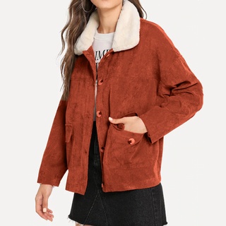 benjanies.co tienda Flash Sale CoatWomen's Winter Fashion Pure Corduroy cuello manga larga abrigo (3)