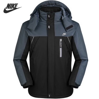 Nike Plus Velvet Padded Cotton-padded Jacket Men's Winter Cotton-padded Jacket Warm Jacket Hooded Windproof Windbreaker Jacket