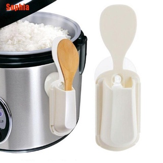 [Sophia] cuchara blanca estante de almacenamiento puede chupar arroz olla olla de pared ventosa cuchara titular (1)