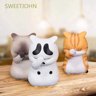 Sweetjohn lindo adornos DIY pequeña estatua miniaturas Micro paisaje Anime artesanía gato PVC figura figuritas