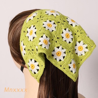 mnxxx floral crochet bufanda de pelo lazo espalda bandanas para las mujeres accesorios de pelo encantador