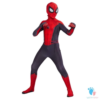 [Witty]Spiderman lejos del disfraz de casa Cosplay Peter Parker Zentai traje de superhéroe mono mono de Halloween disfraz para niños carnaval