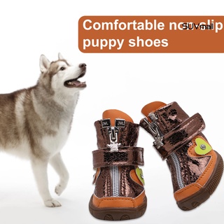 suv- 4pcs zapatos de perro vintage antideslizante transpirable mascota perro malla botines para exteriores