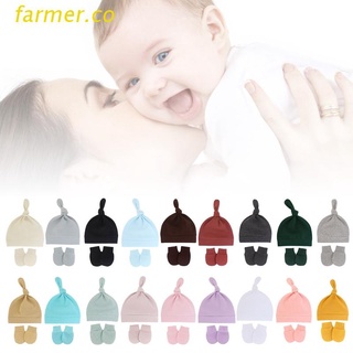 far2 bebé anti-arañazos guantes anudados sombrero conjunto recién nacido manoplas caliente gorro kit de bebé regalos de ducha