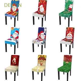DESION Banquet Christmas Chair Covers Anti-dirty Santa Printing Seat Cover Elastic Removable Kitchen Home Decor Dining Chair Slide Cover