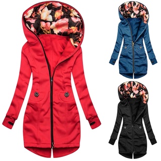 Ourfairy • chaqueta con cremallera con estampado Floral para mujer/sudadera de bolsillo de manga larga