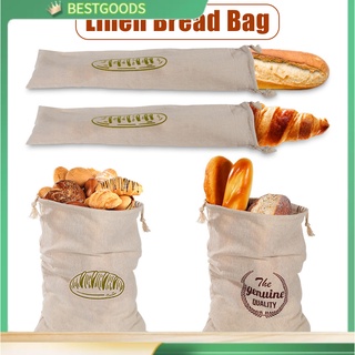 4 pcs/set Linen Bread Bags Extra Large Natural Unbleached Bread Bags Reusable Drawstring Bag for Loaf Baker