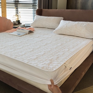 Protector de colchón de algodón de Color liso sábana bajera ajustable Hotel espesar funda de cama individual/Queen/King Size Cadar