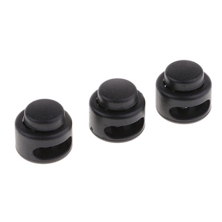 50pcs 13mm Plastic Toggle Stoppers Clip 2 Hole Cord Locks End Black