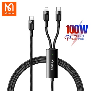 Mcdodo 2in1 USB a tipo C/ Lightning PD 100w Cable de datos de carga rápida para IPad Macbook IPad teléfono Android M