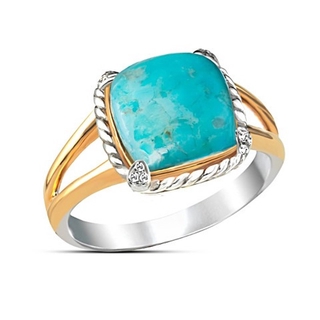 anillo bohemio de diamantes turquesa para mujer joyería