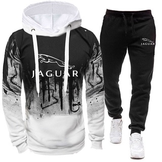 Jaguar nueva moda hombres chándales Casual manga larga sudaderas y pantalones 2 piezas conjunto de trotar trajes con capucha sudaderas conjuntos