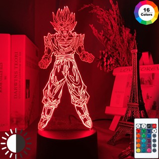 Lámpara de noche Led 3d Dragon Ball Goku Super Saiyan figura atmósfera para niño Bedoom decoración luz de noche mesita de noche 3d luz de noche regalo