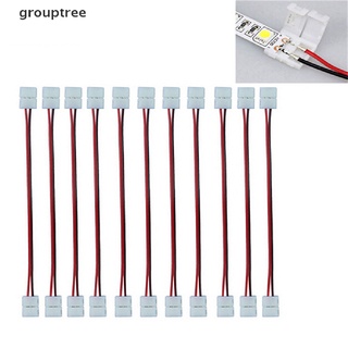 grouptree 10 unids/set cable 2 pines led tira conector 3528/5050 adaptador de un solo color co