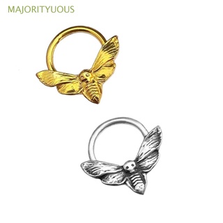 MAJORITYUOUS New Nose Ring Fashion Moth C Shaped Alloy Women Nose Piercing Jewelry Single Piercing Gold And Silver