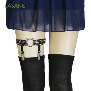 LASANE Gothic Women Suspenders Cool Korean Style Garter Belt Rivets Leg Ring Punk Girls Body Jewelry Cat Head Personality Pentagram Thigh Harness/Multicolor