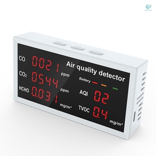 5 en 1 Detector multifuncional pantalla LED CO2 HCHO TVOC AQI monitoreo hogar escritorio de alta precisión detección rápida aire