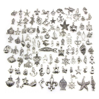 Yoi 100 pzs colgante de Animal marino con concha de mar envejecido plata antigua para hacer joyas