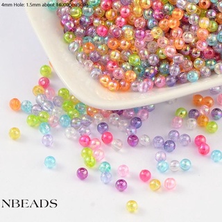 500 g ecológico perlas acrílicas transparentes redondas Color AB Color mezclado 4 mm agujero: 1.5 mm alrededor de 14000pcs/500g