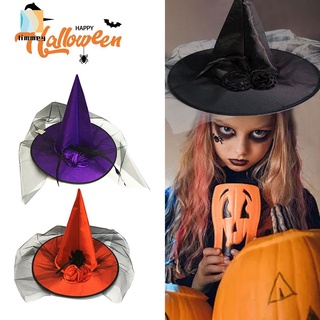 sombrero de halloween para niños adultos, vestido de baile, gasa rosa, bruja, sombrero de cosplay, props.