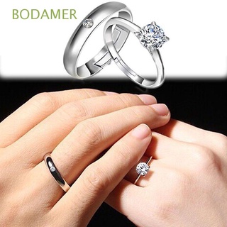 BODAMER Simple Finger Rings Set Wedding Party Fashion Accessories Engagement Ring Trendy Women Men Opening Adjustable Silver Plated 1 Pair Couple Jewelry/Multicolor