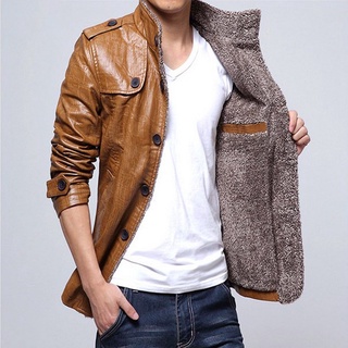 Chamarra de invierno para hombre/chaqueta cálida cálida/manga larga/collar sólido/abrigo para hombre (3)