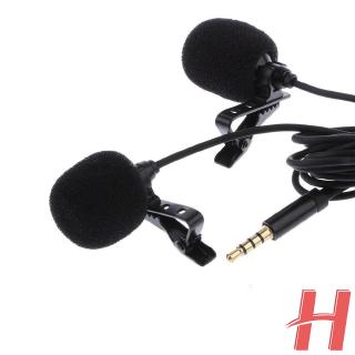 mini micrófono lavalier de solapa de doble cabeza clip de grabación en micrófono para iphone ipad samsung tablet (7)