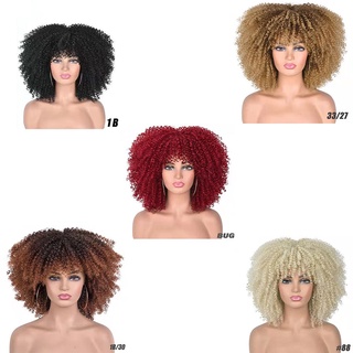 OFTENIOUS Short Curly Wigs Cosplay Blonde African Wig Synthetic Mixed Brown Head Accessories For Black Women Afro Kinky (2)