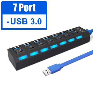 USB 3.0 Hub 2.0 Multi Splitter 4/7 Puertos Expansor Múltiple 3 Hab Uso Adaptador De Alimentación USB3.0 Con Interruptor Para PC