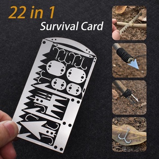 eyour 12 en 1 tarjeta de supervivencia de camping multiherramienta gancho tenedor sierra para caza al aire libre