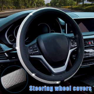 Funda de volante de coche con diamantes antideslizante Universal exquisita Interior del coche fácil de instalar