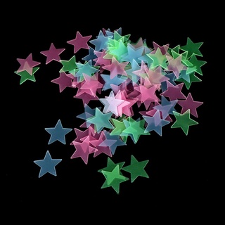 [crushcactushg] 100 piezas 3d estrellas brillan en la oscuridad luminosas fluorescentes de plástico adhesivo de pared para el hogar venta caliente