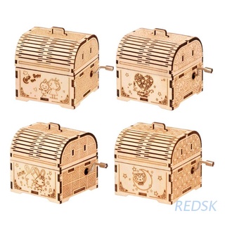 Redsk Manivela Diy caja De Música Modelo 3d rompecabezas De madera juguete Auto ensamblaje manualidades De madera decoración del hogar Para niños niños