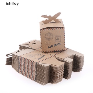 ishifoy 50pcs papel kraft avión caramelo caja de decoración de boda bebé ducha fiesta cajas de regalo co