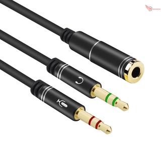 YOUP 300 mm tamaño compacto Flexible 3.5 mm Audio estéreo 1 hembra a 2 macho auriculares micrófono Y Splitter Cable auriculares a PC adaptador