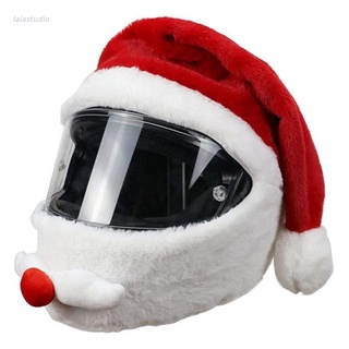 Lal Santa Claus sombrero de felpa cubierta para casco de motocicleta celebración de navidad disfraz de Santa Claus disfraz de sombrero